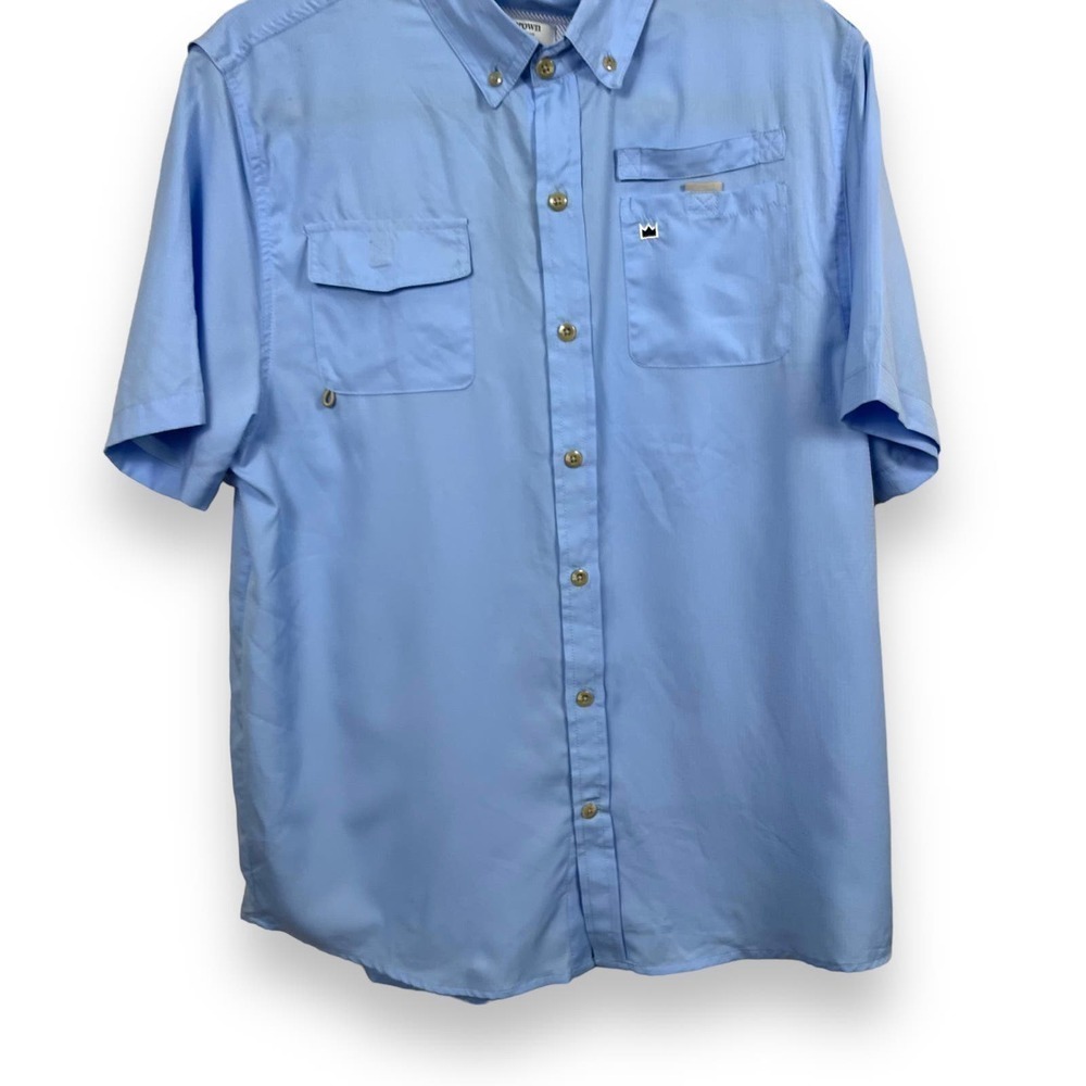 Crown & Ivy Fishing Shirt Kids XL Blue Short Sleeve Lightweight Mesh NWT